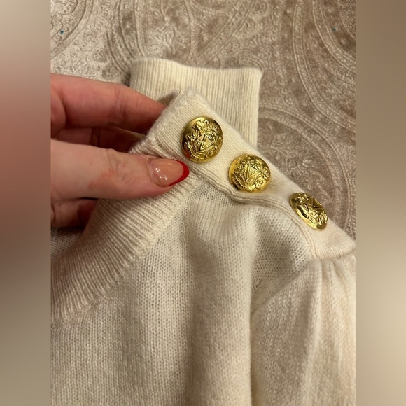 Veronica Beard Nelia Cashmere Pullover | Button Accent in Ivory Small NWT! - Picture 8 of 9